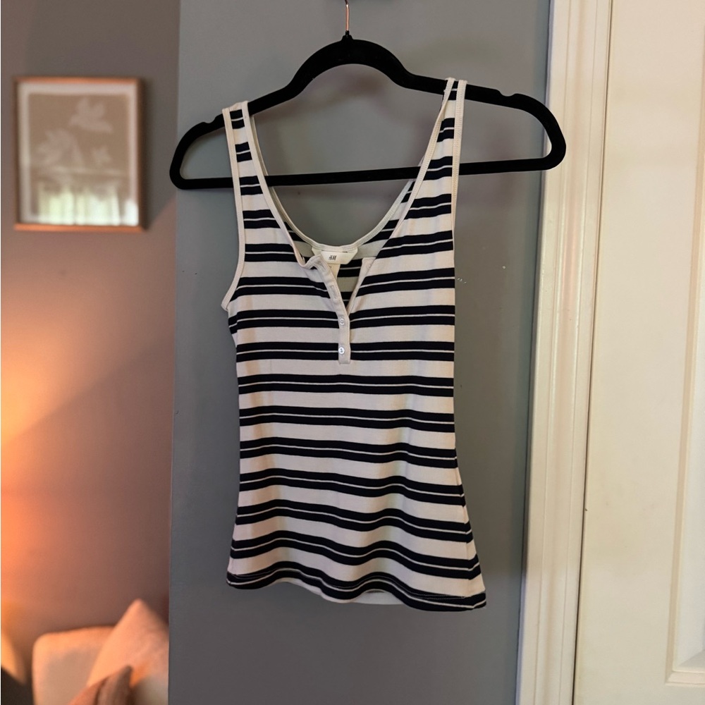 H&M Black and White Striped Tank Top